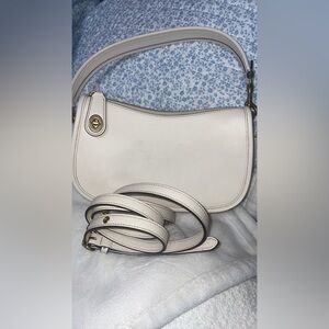 Coach Elegant White Shoulder Bag and crossbody strap